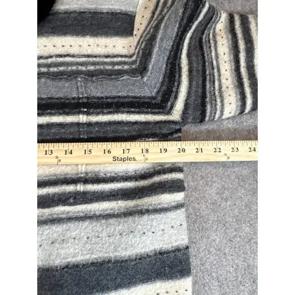 VTG Susan Bristol Hand Embroidered Wool Cardigan Womens M Striped Neutral Cozy - Picture 6 of 9